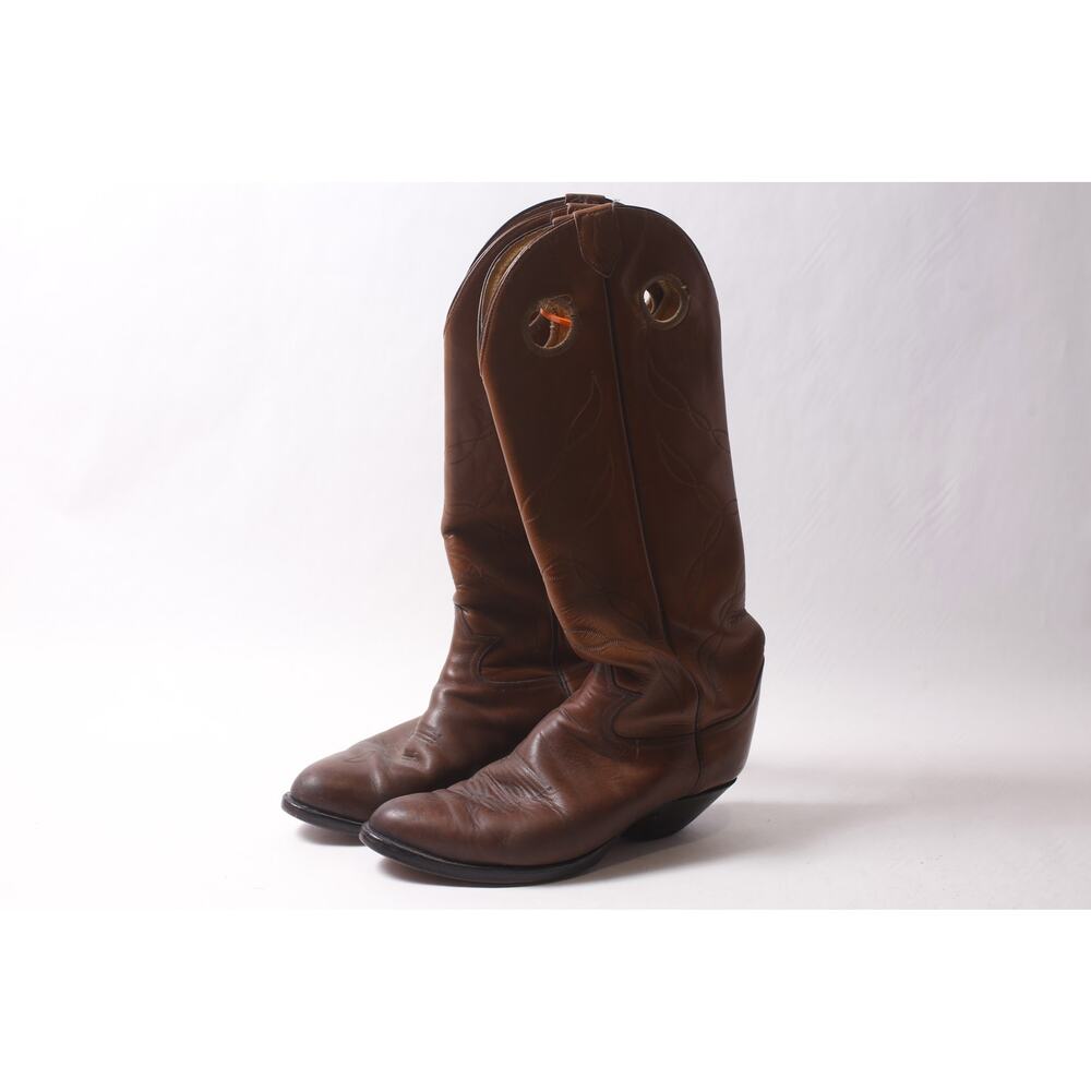 Tony Lama Buckaroo Cowboy Boots Men's 8 1/2 Brown Leather Western ~260214-WH 985